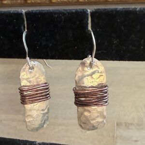 Artisan Silver and Copper Wire Earrings